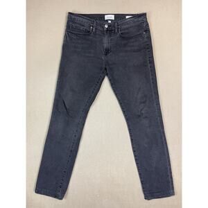 Frame Jeans Mens 32 Black L Homme Slim Mid Rise Straight Leg Stretch Denim